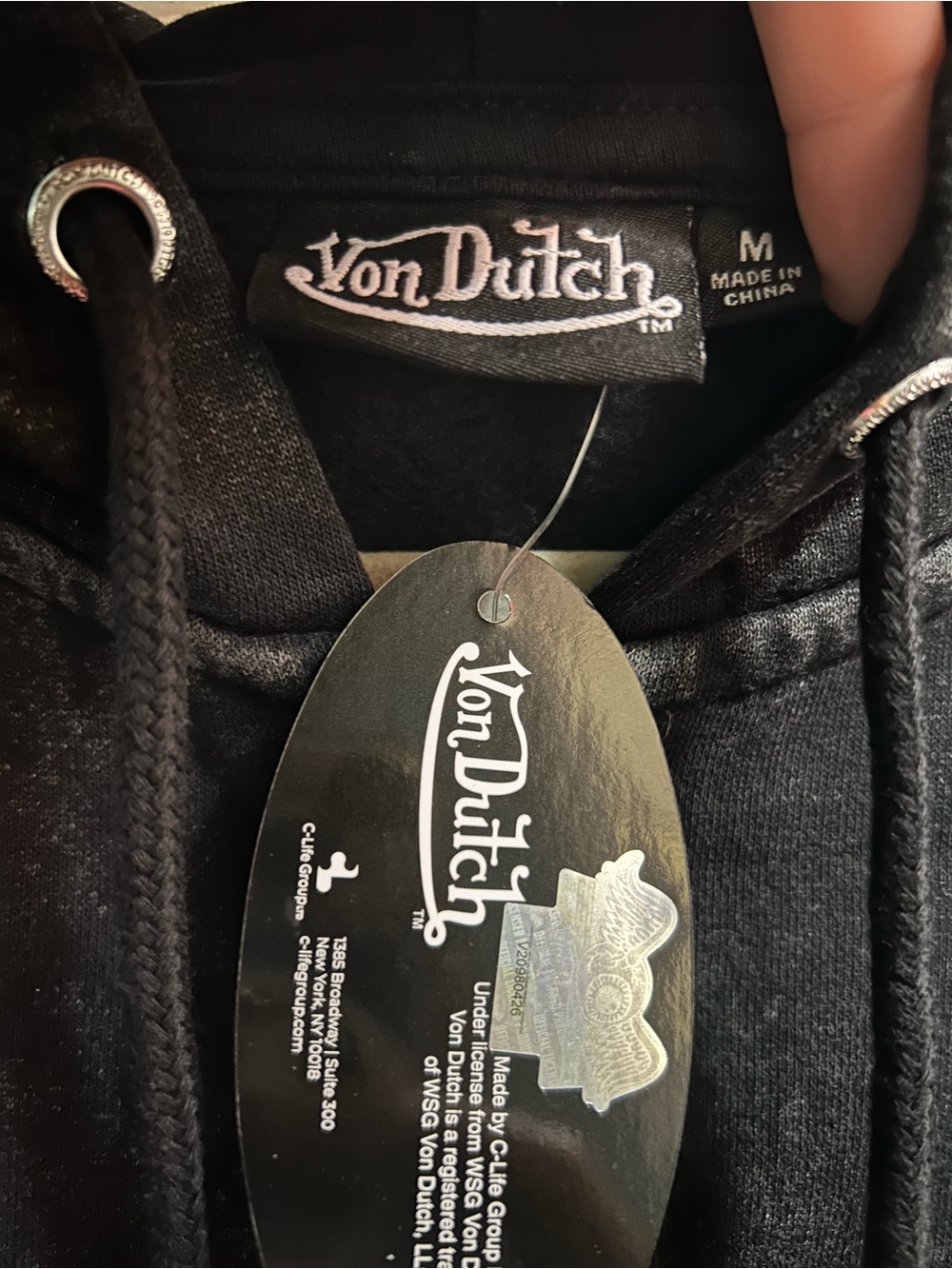 Von Dutch Black Hoodie with Tiger & Snake Graphic - Picture 3 of 3